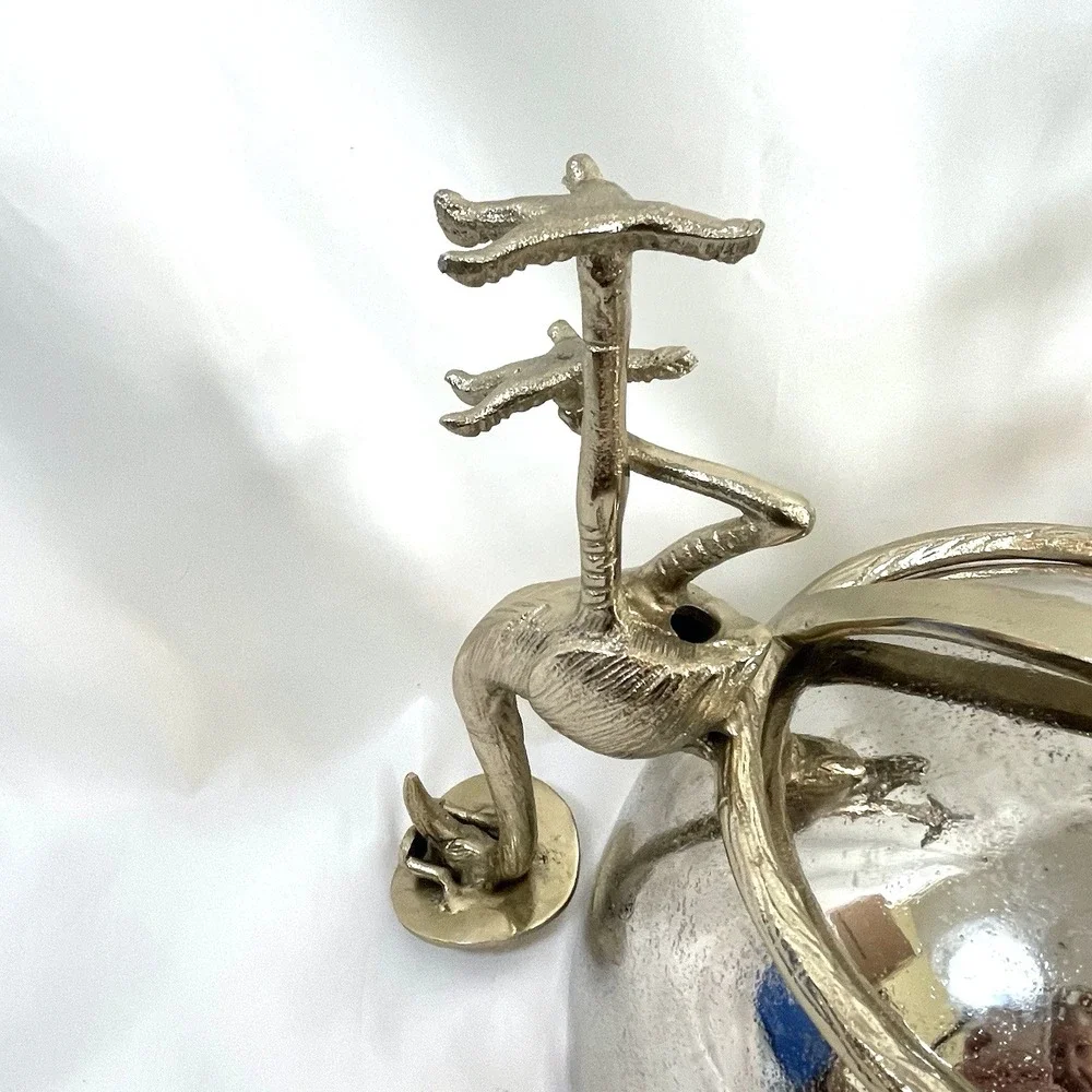 Flamingo Metal Bowl. Serving Bowl, Catch All Bowl Punch Bowl Ice Bucket India